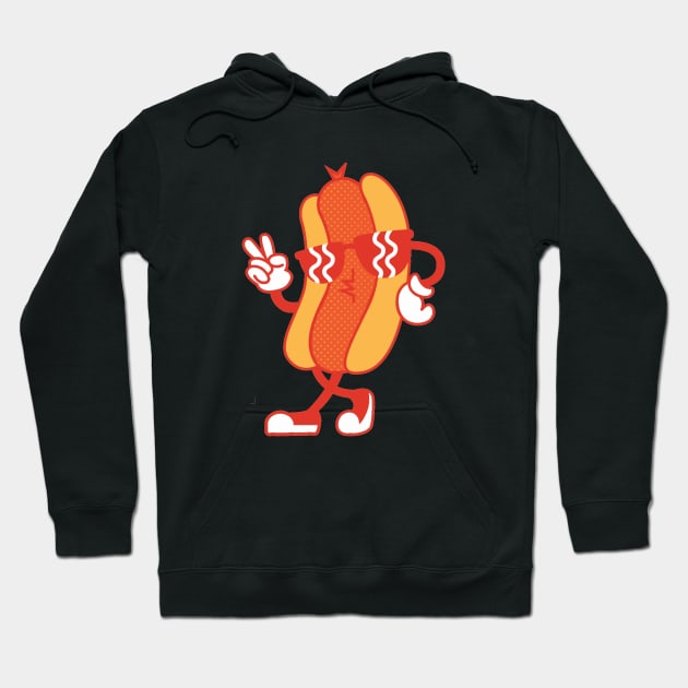 Rero Vinage Cool Hot Dog Weaing Glasses Funny Hot Dog Lover Food Hoodie by Illustradise